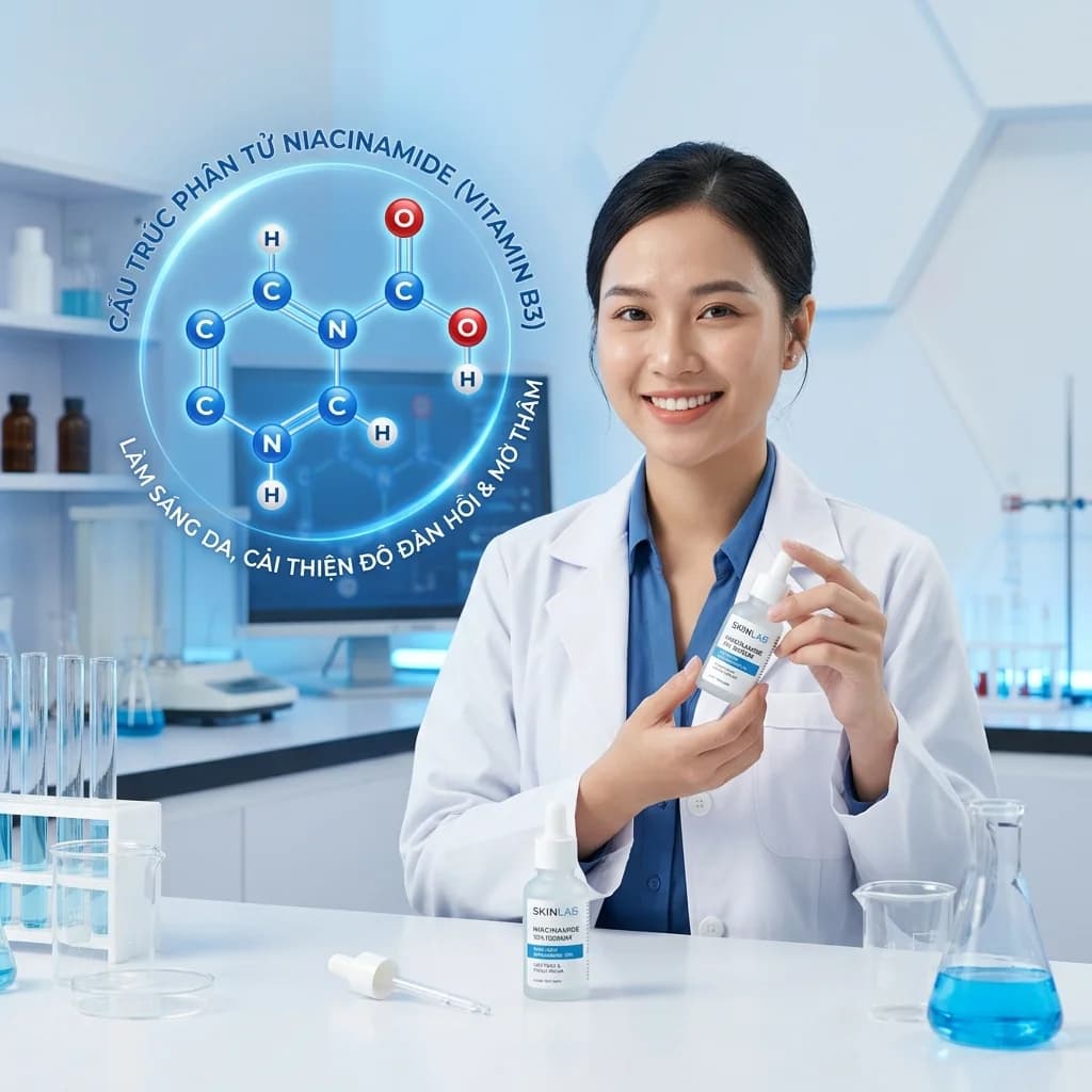iacinamide trong mỹ phẩm: Công dụng, nồng độ hiệu quả (2%, 5%, 10%), cách kết hợp với retinol/vitamin C, và quy trình sản xuất serum niacinamide cho brand skincare.