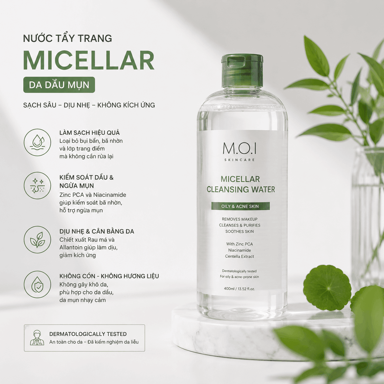 Nước tẩy trang cho da dầu mụn nên ưu tiên micellar dịu nhẹ, không cồn, không dầu, không gây bí tắc. Hướng dẫn chọn & dùng đúng cách, tránh bùng mụn.