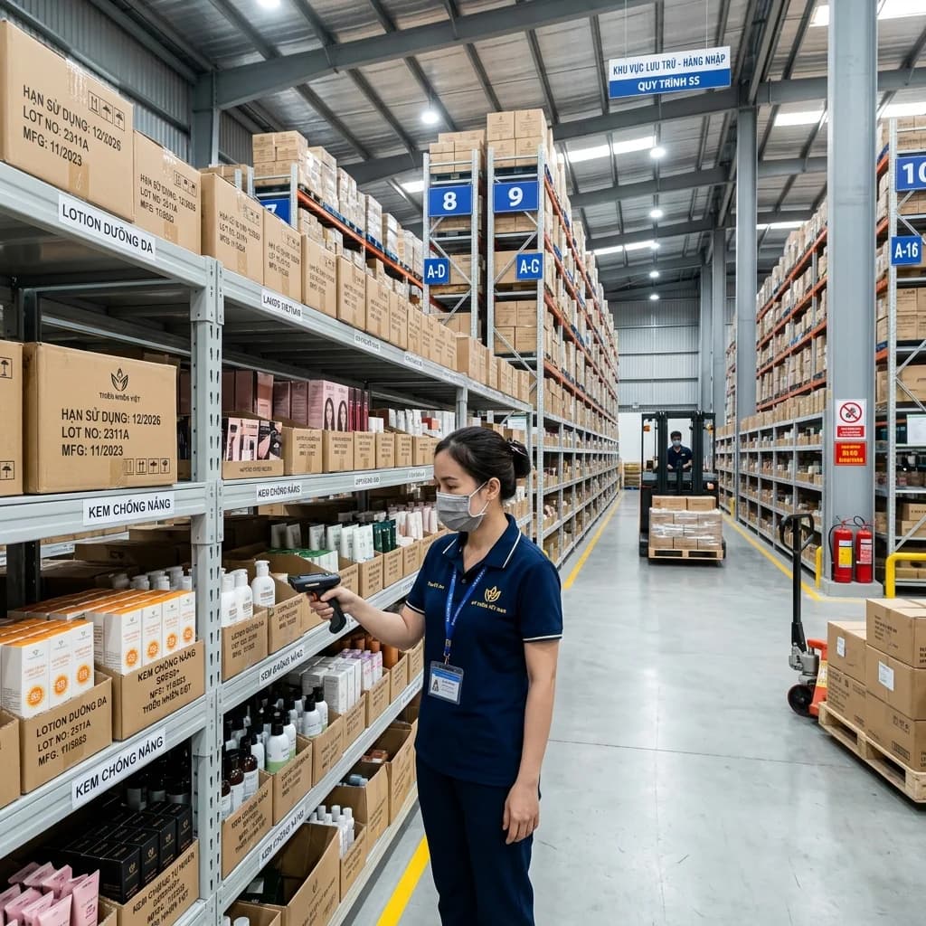 Quản lý tồn kho mỹ phẩm hiệu quả: FIFO, HSD tracking, cách tránh hàng lỗi, giảm lãng phí inventory 20-30%. Hệ thống quản lý kho cho brand mỹ phẩm nhỏ và vừa.