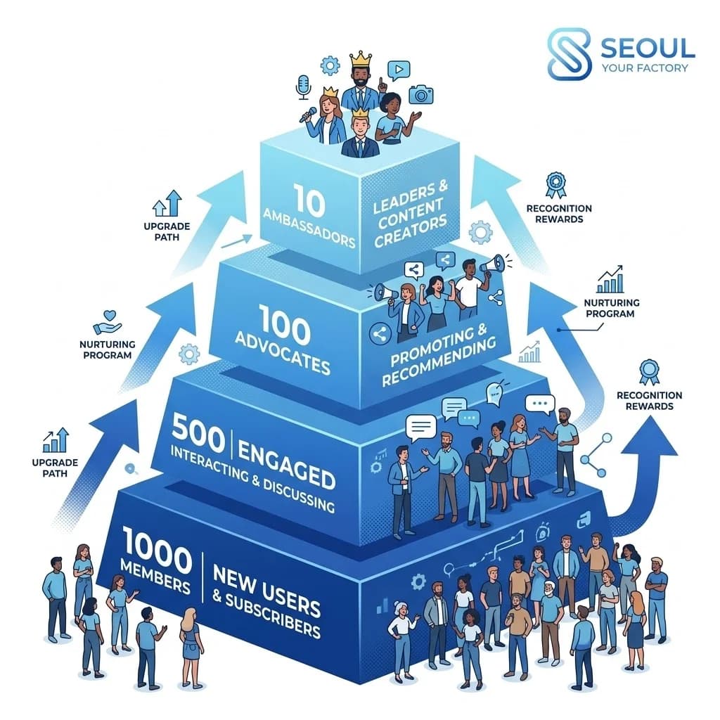 Xây dựng Brand Army từ Seoul Cosmetic: 5 bước acquisition, engagement, advocacy, retention. Case study thực tế 5.200 members, retention 65%, LTV tăng 3x từ 15+ brand skincare Việt.