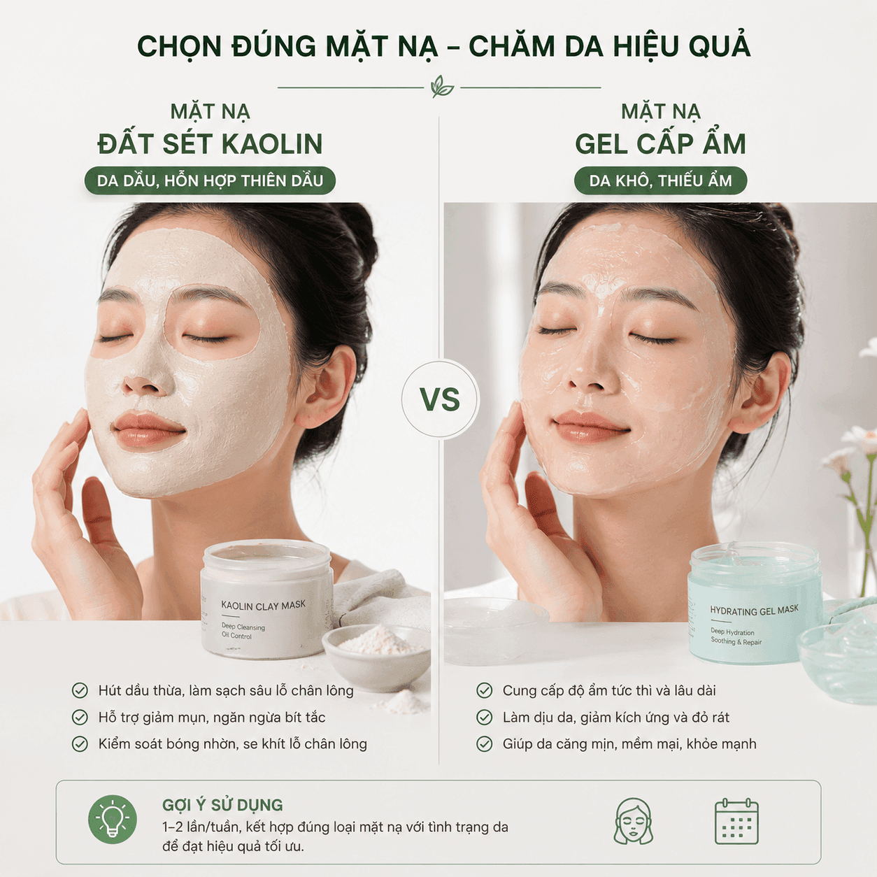 Mặt nạ đất sét vs mặt nạ cấp ẩm: Da nào nên dùng loại nào? Tìm hiểu để chọn đúng mask cho da dầu, da khô hay da hỗn hợp. Khám phá ngay!