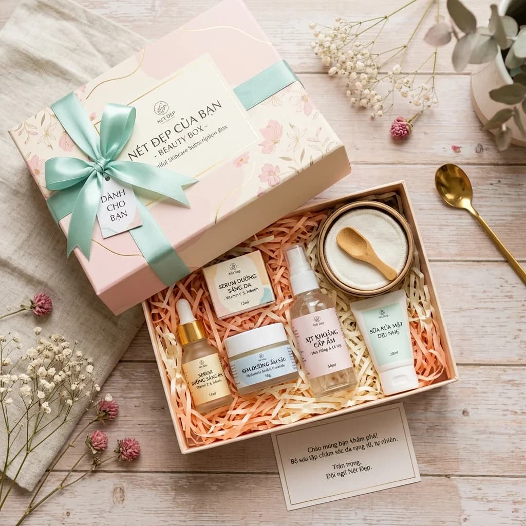 Hướng dẫn thiết kế subscription box cho brand mỹ phẩm. Cách chọn sản phẩm, định giá, retention strategy để giữ churn rate dưới 15%. So sánh các subscription model: curated box, build-your-own, và tiered subscription. skincare subscription, monthly box, subscription model, recurring revenue, churn rate skincare